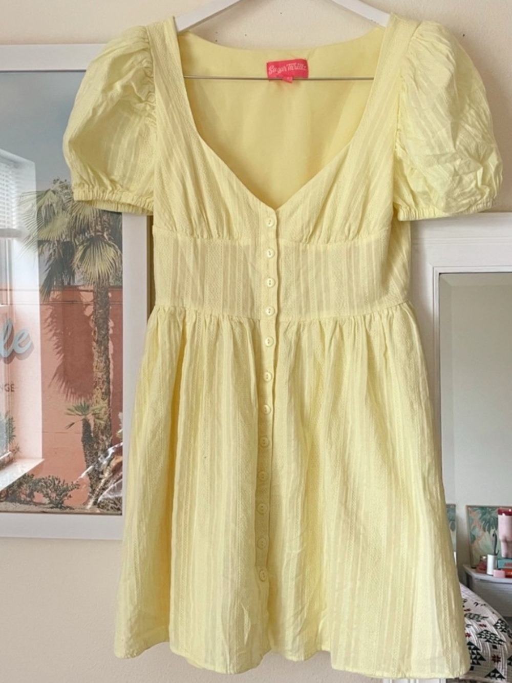 Sugar Thrillz Dolls Kill Puff Sleeve Babydoll Button Up Dress Coquette